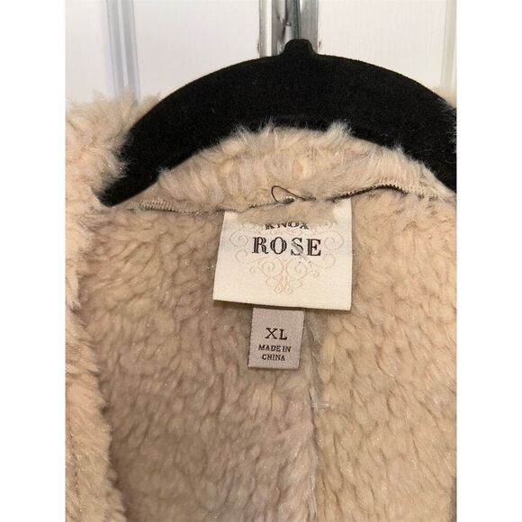 Knox Rose Women's Faux Sherpa Fur Vest Brown Size XL Open Front - Picture 3 of 6